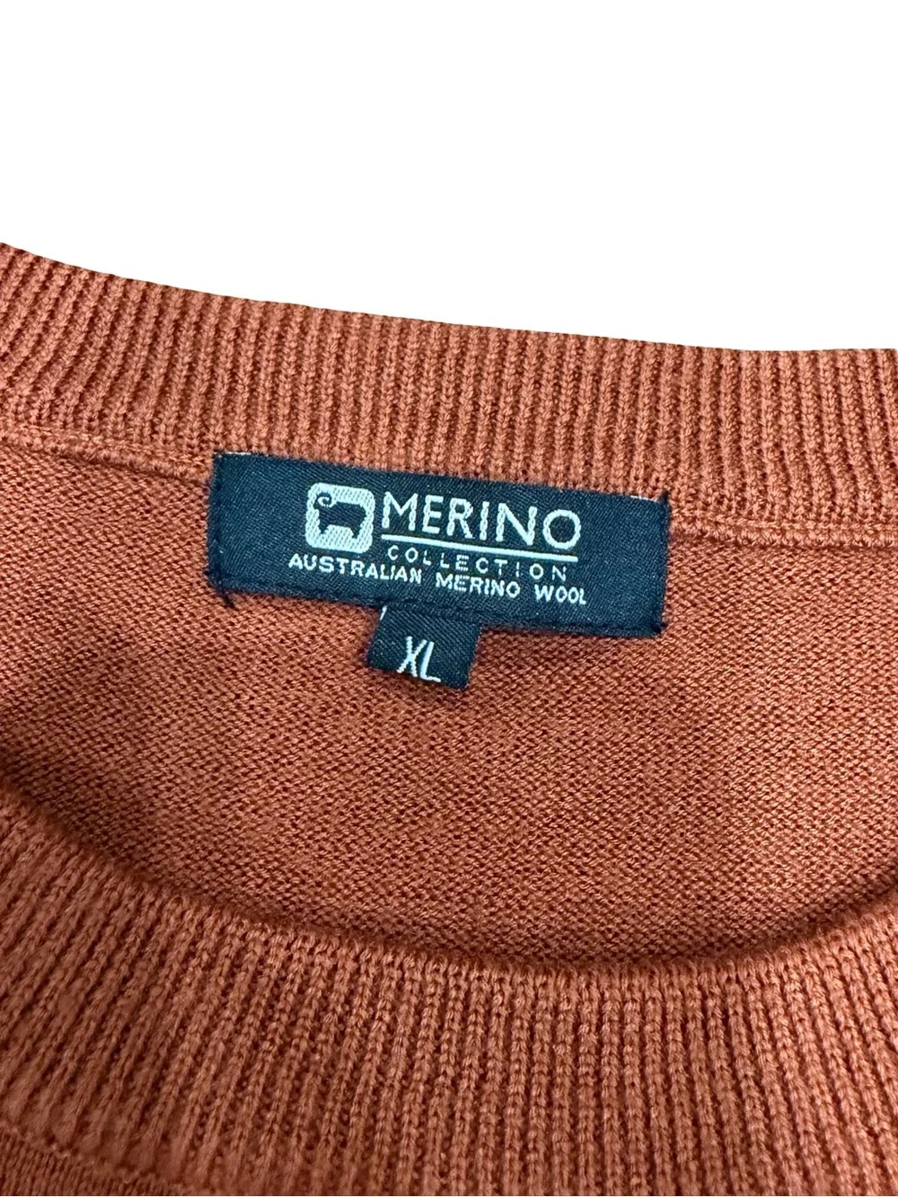 🌟 Merino Collection Australian Merino Wool Rust Orange Crewneck Sweater Size XL